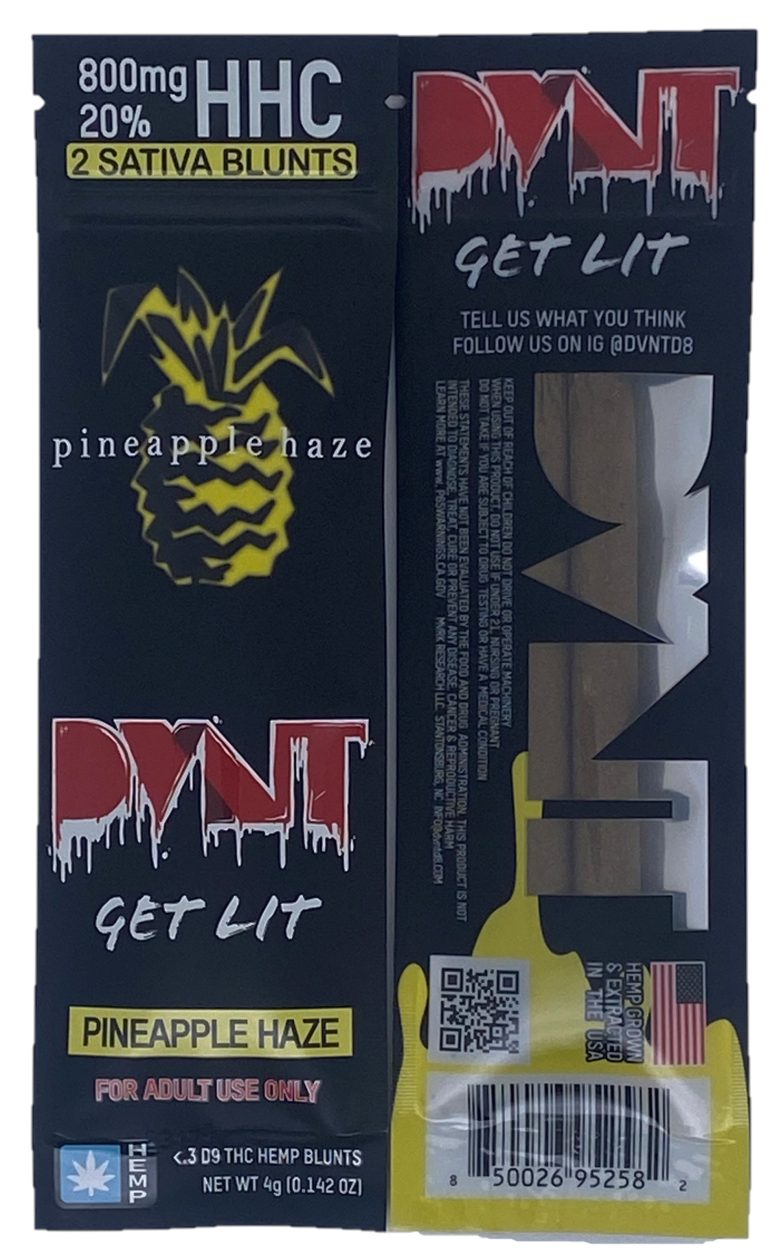 Pineapple Haze Blunts Foil Front Back 768x1259, DVNT Delta-8